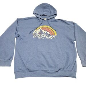 Colorado Estes Park Hoodie 2XL Blue Mountain Graphic Outdoor Gorpcore Minimalist